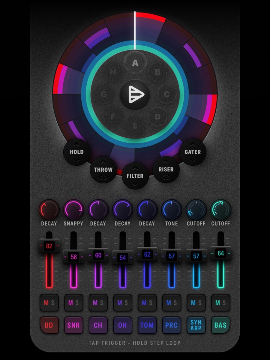 The Cue8 disk with eight channel rings and the mixer