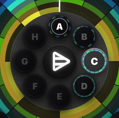 The Cue8 pattern hub with slot C armed