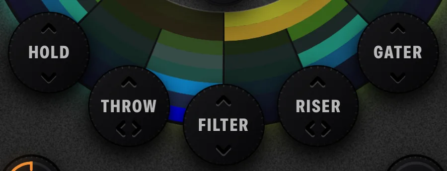 The five Cue8 performance pads around the bottom of the disk